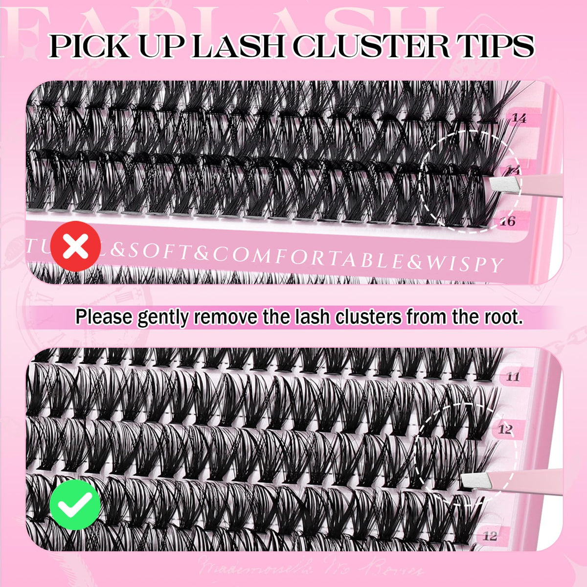 FADLASH Lash Clusters showing application process