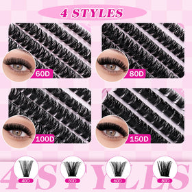 FADLASH Lash Clusters showing various densities