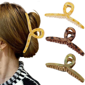 FAELBATY Big Butterfly Hair Claw Clip in brown, front view