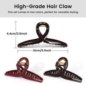 FAELBATY Big Butterfly Hair Claw Clip in chocolate brown front view