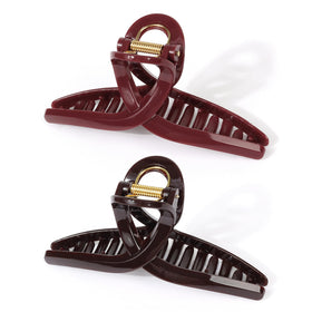 FAELBATY Big Butterfly Hair Claw Clip in dark red front view