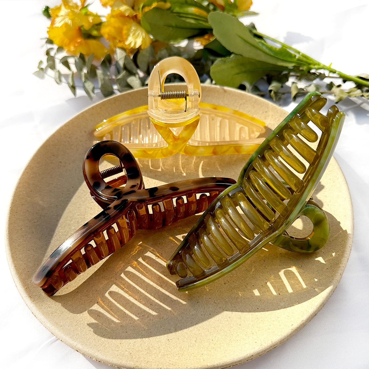 FAELBATY Big Butterfly Hair Claw Clips set of 3 in packaging