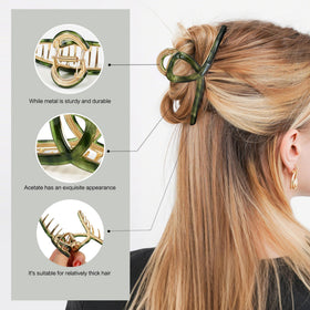 FAELBATY Big Hair Claw Clip green acetate side view