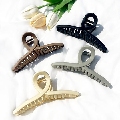 FAELBATY Big Hair Claw Clips in black, grey green, brown, and off-white