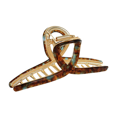 FAELBATY brown green hair claw clip front view