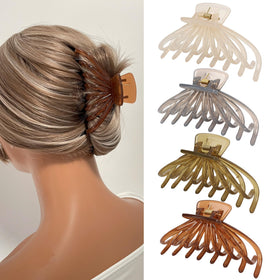 FAELBATY hair claw clips set in four colours: light pink, jade green, grey, and brown