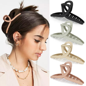 FAELBATY large matte butterfly hair clip set in black, light green, pink, and khaki