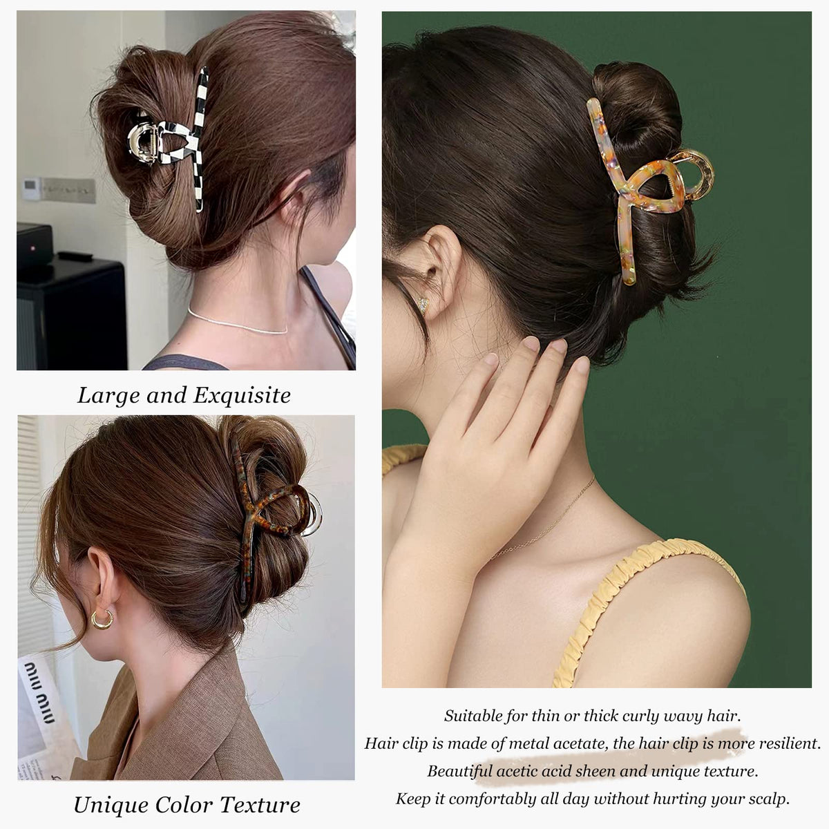 FAELBATY tortoiseshell brown blue hair claw clip