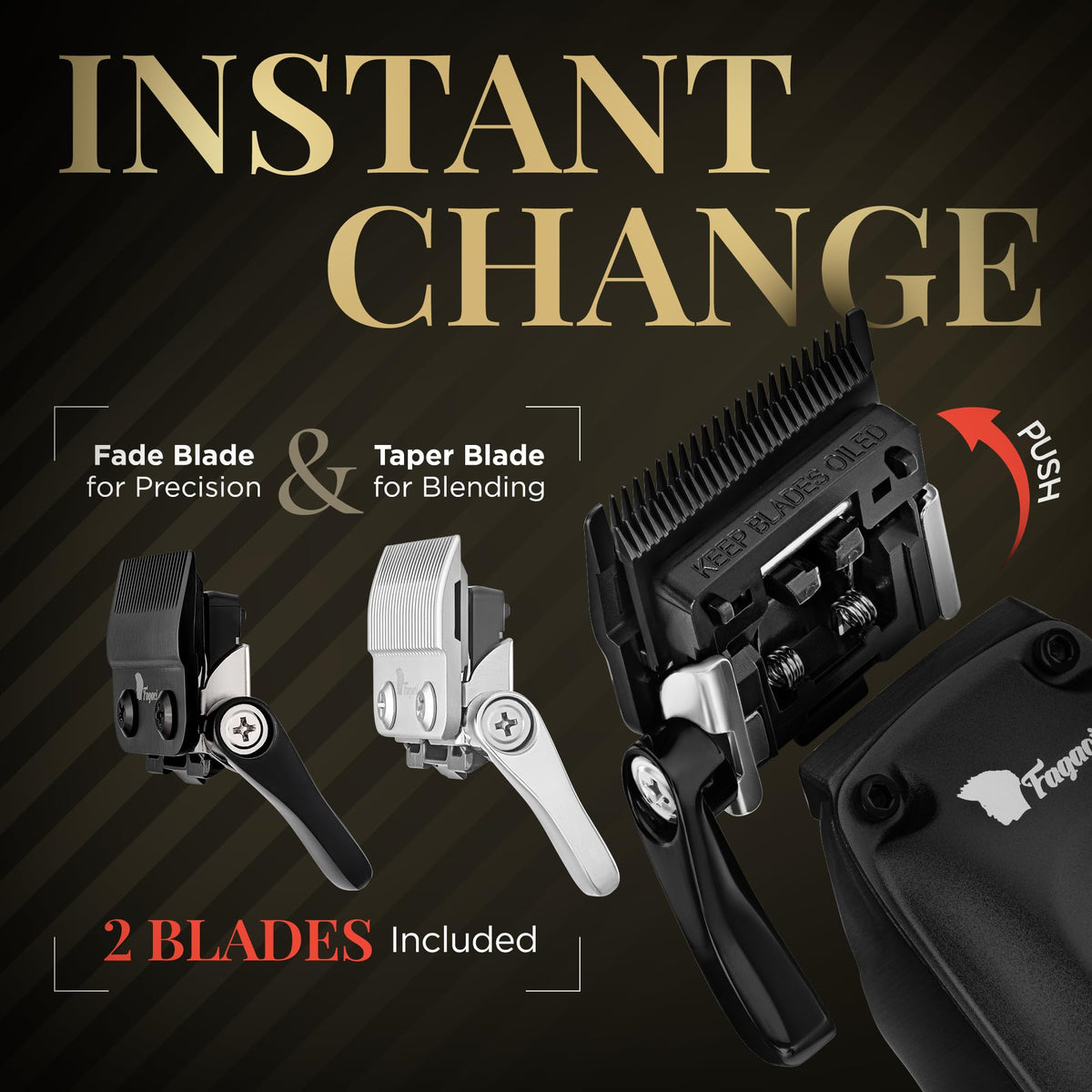 Fagaci Professional Hair Clippers cordless design with ergonomic handle