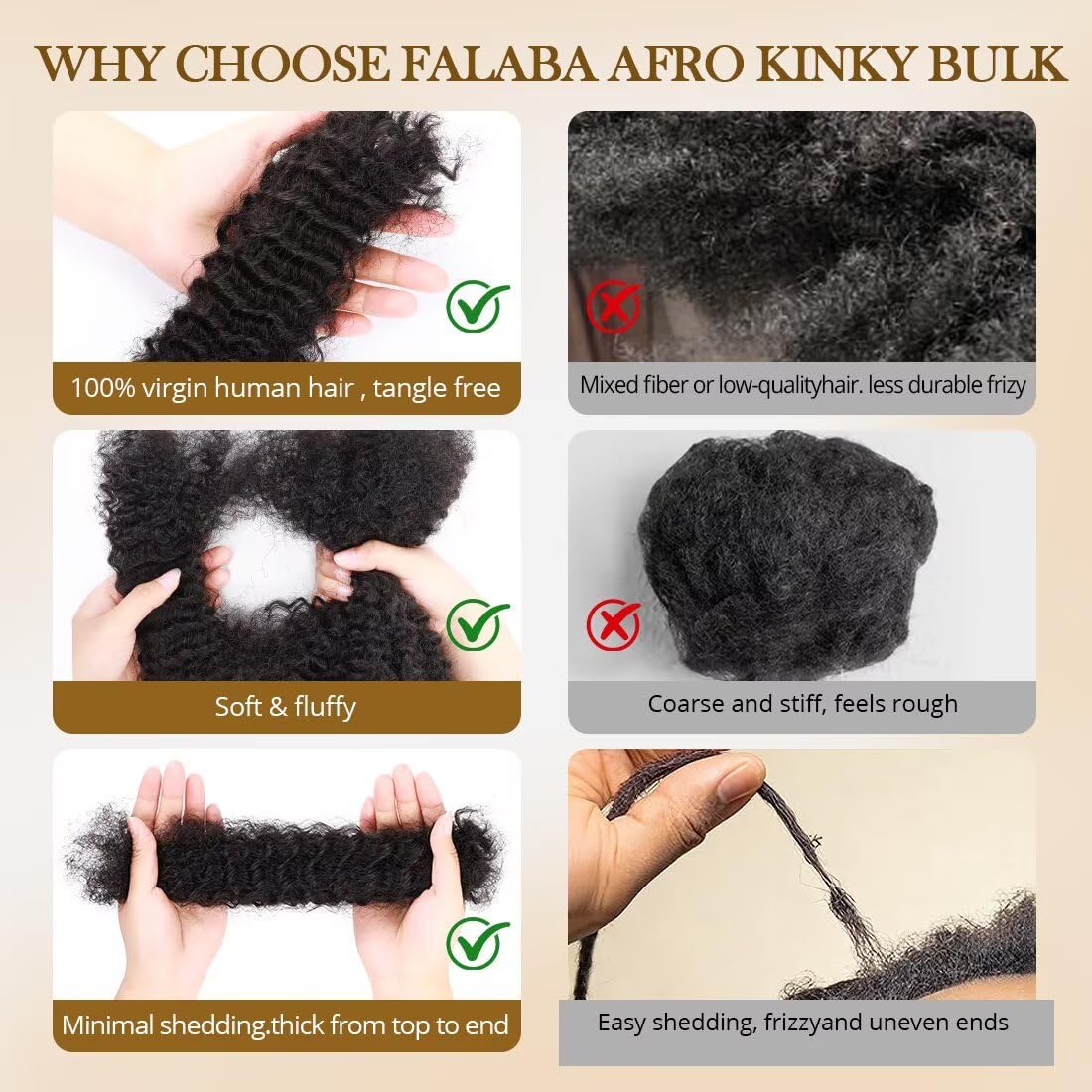 FALABA Afro Kinky Hair 60g bundle side view