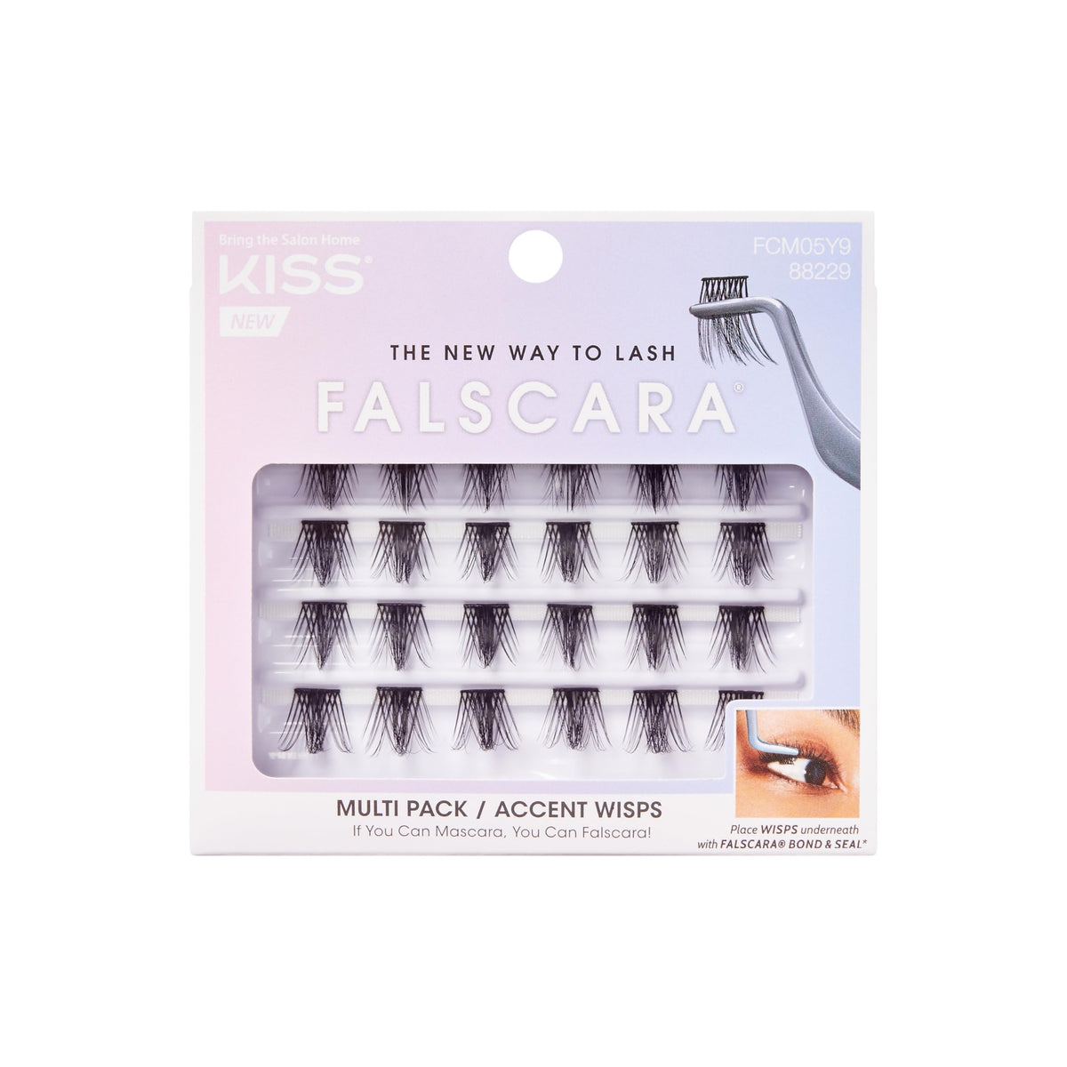 FALSCARA False Eyelashes WISPS multipack front view with 24 wisps