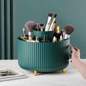 fanado 360° Rotate Makeup Brush Holder Organizer in a bathroom setting