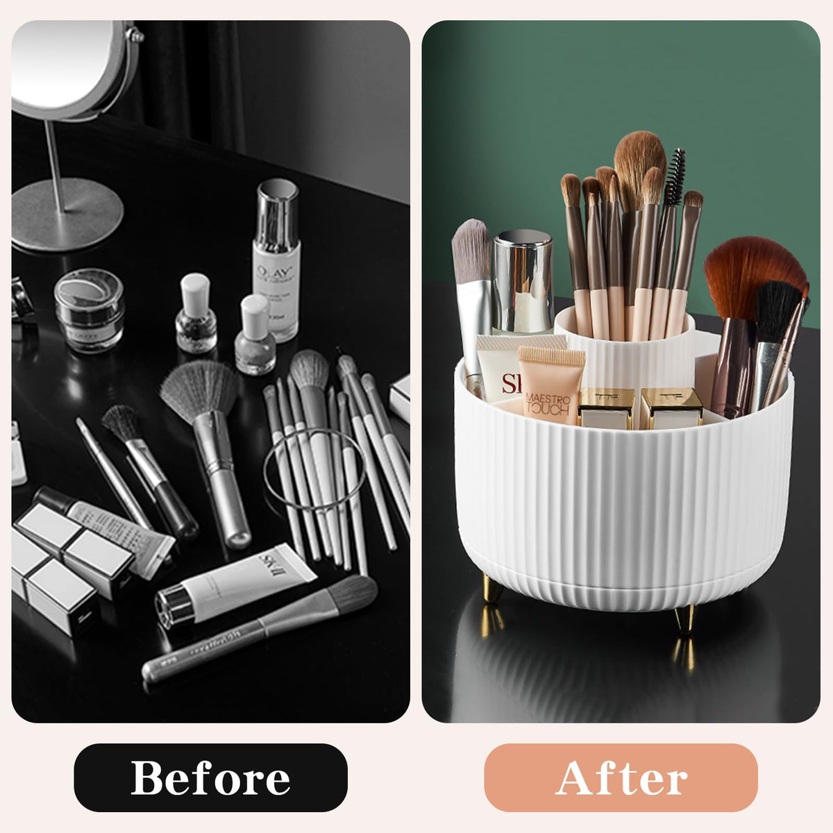fanado 360° Rotate Makeup Brush Holder Organizer in gift box packaging