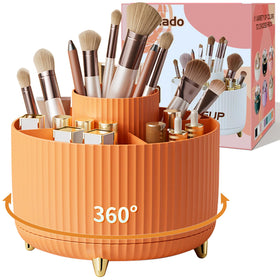 fanado 360° Rotate Makeup Brush Holder Organizer in Orange front view