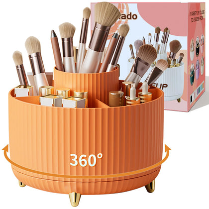 fanado 360° Rotate Makeup Brush Holder Organizer in Orange front view