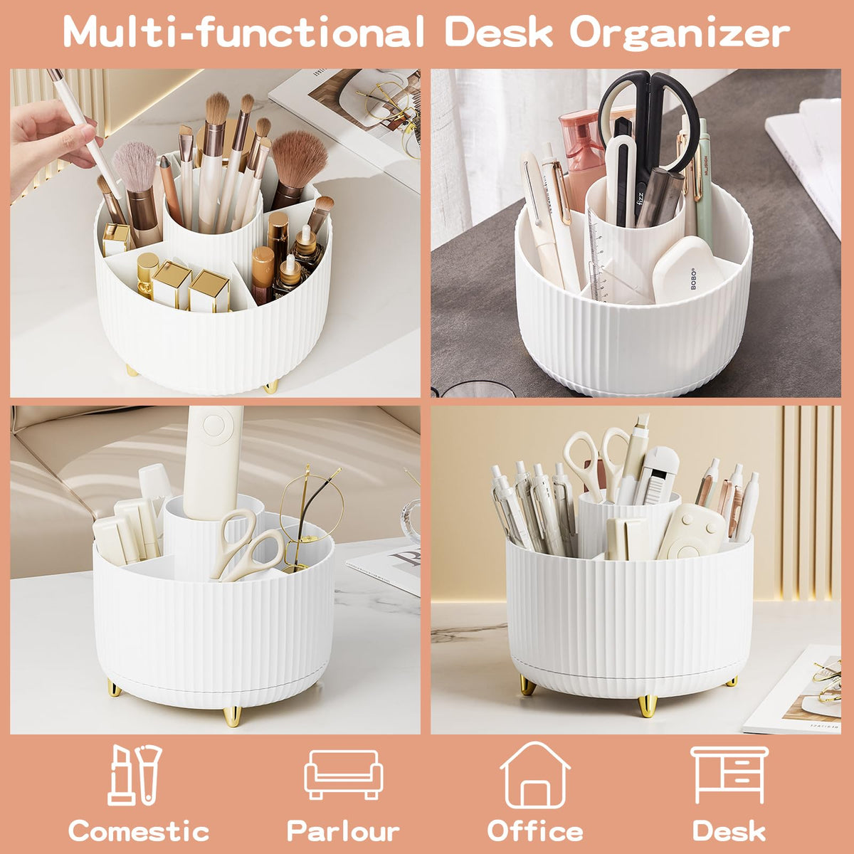 fanado 360° Rotate Makeup Brush Holder Organizer side view