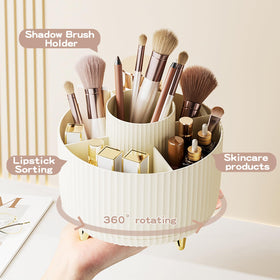 fanado 360° Rotate Makeup Brush Holder Organizer with compartments