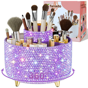 fanado Bling 360° Rotate Makeup Brush Holder Organizer in purple