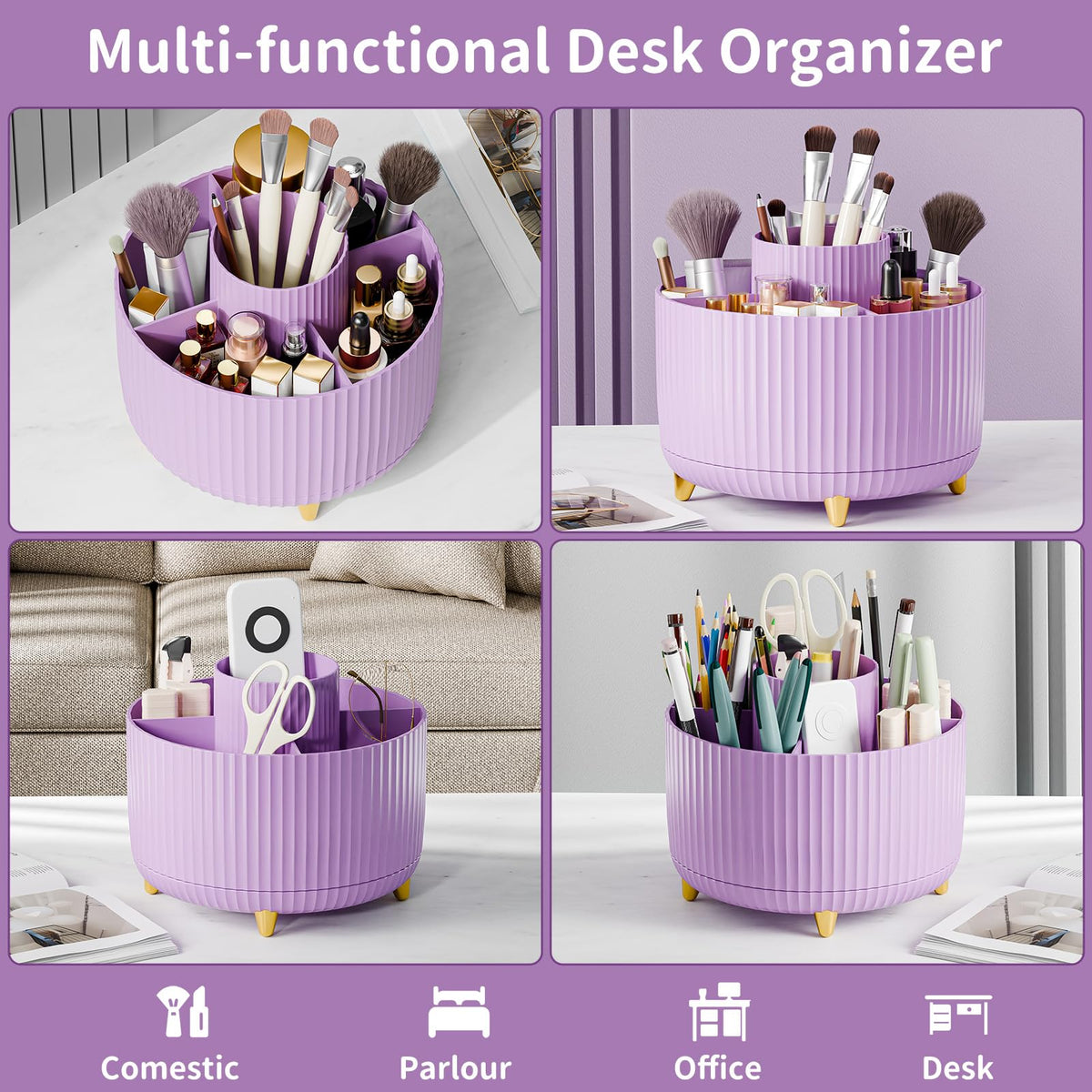fanado makeup brush holder with vertical stripes design