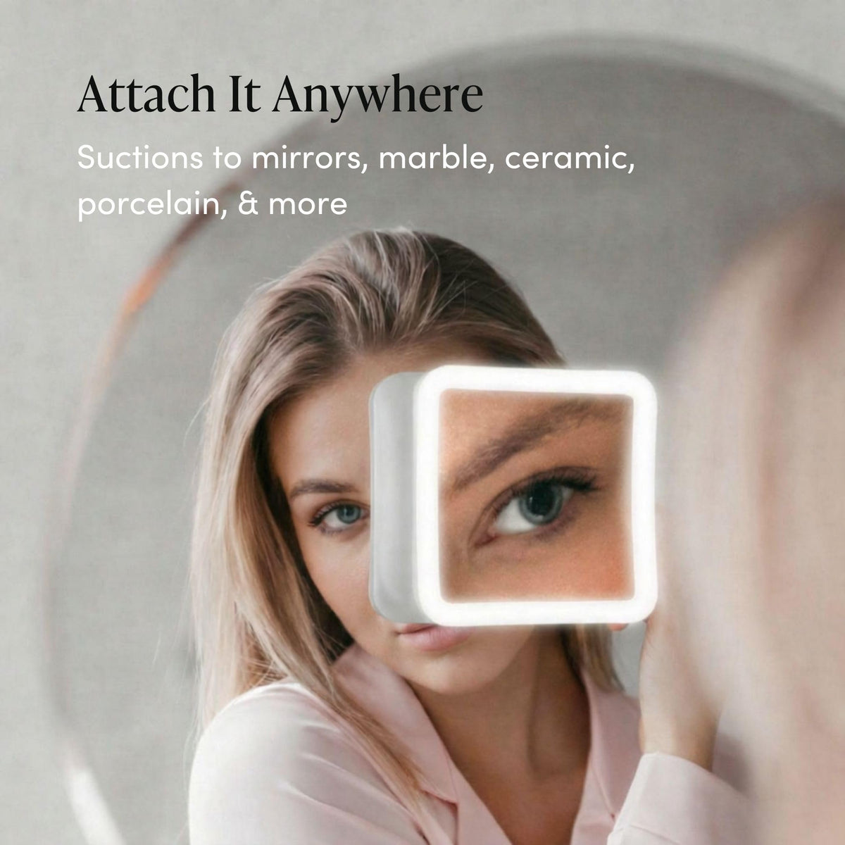 Fancii 20x Magnifying Makeup Mirror showing natural daylight light setting