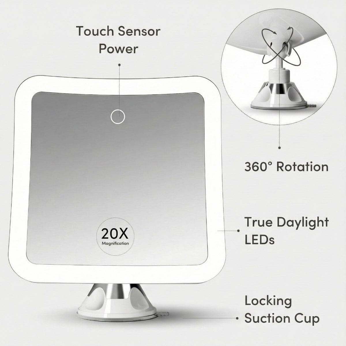 Fancii 20x Magnifying Makeup Mirror with strong suction attachment