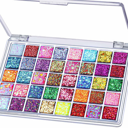 Fandamei 40 Colours Face Glitter Gel Palette front view with vibrant shades