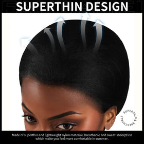 Fandamei HD Wig Caps black laid flat showing texture
