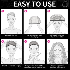 Fandamei HD Wig Caps black showing two caps in packaging