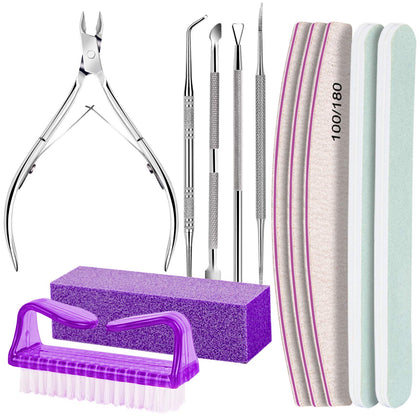 Fandamei Manicure and Pedicure Tools Kit with purple nail buffer