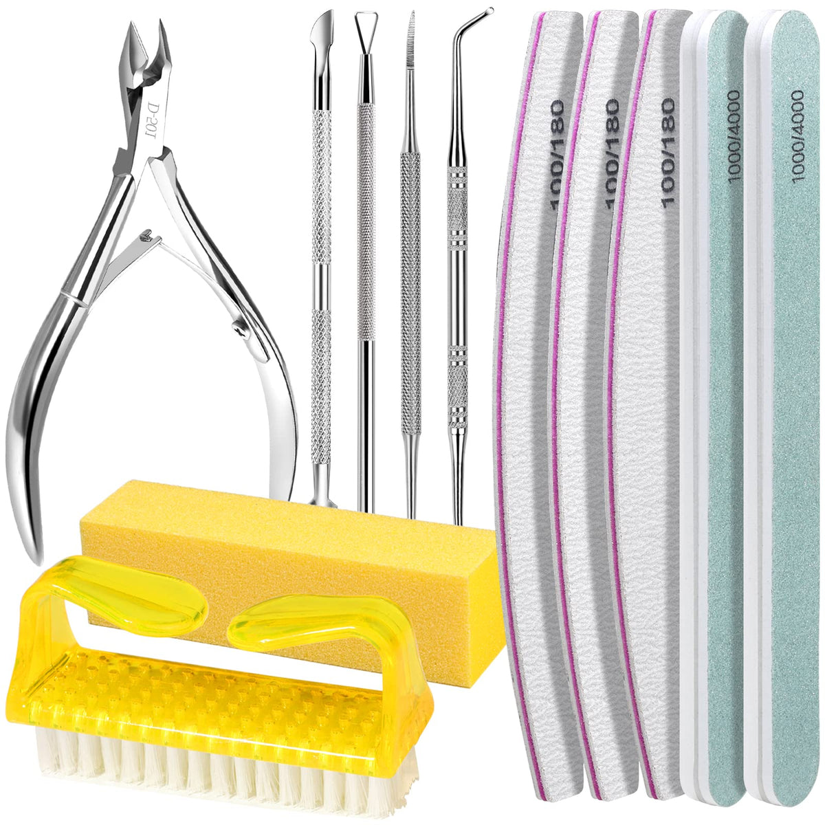 Fandamei Nail Care Set with tools and yellow nail buffer