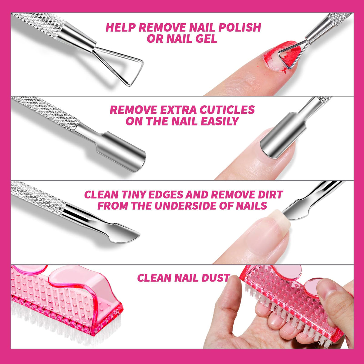 Fandamei Nail Polish Gel Remover Kit with stainless steel cuticle tools