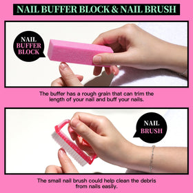 Fandamei pink nail buffer block and polishing files in the kit