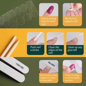 Fandamei Press on Nails application process with tools