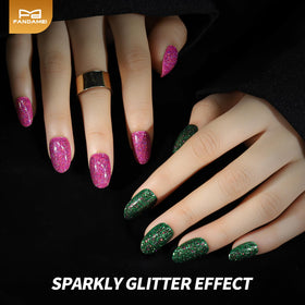 Fandamei Press on Nails cat eye effect in red