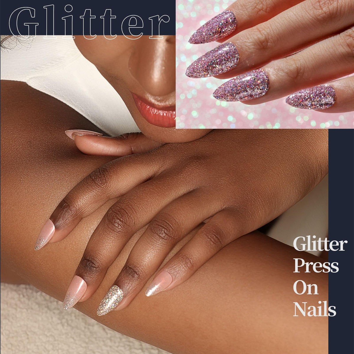 Fandamei Press on Nails French tip design close-up