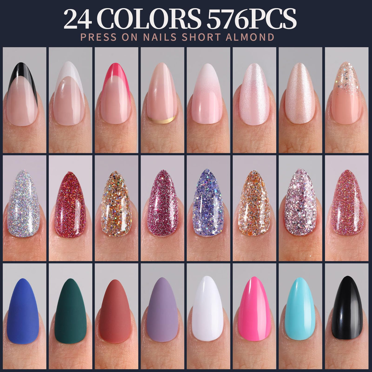 Fandamei Press on Nails in various colours laid out