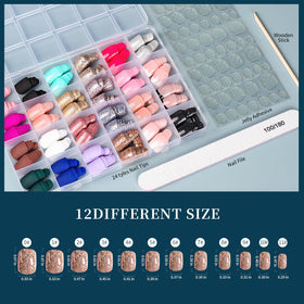 Fandamei Press on Nails package contents including nail tabs and file
