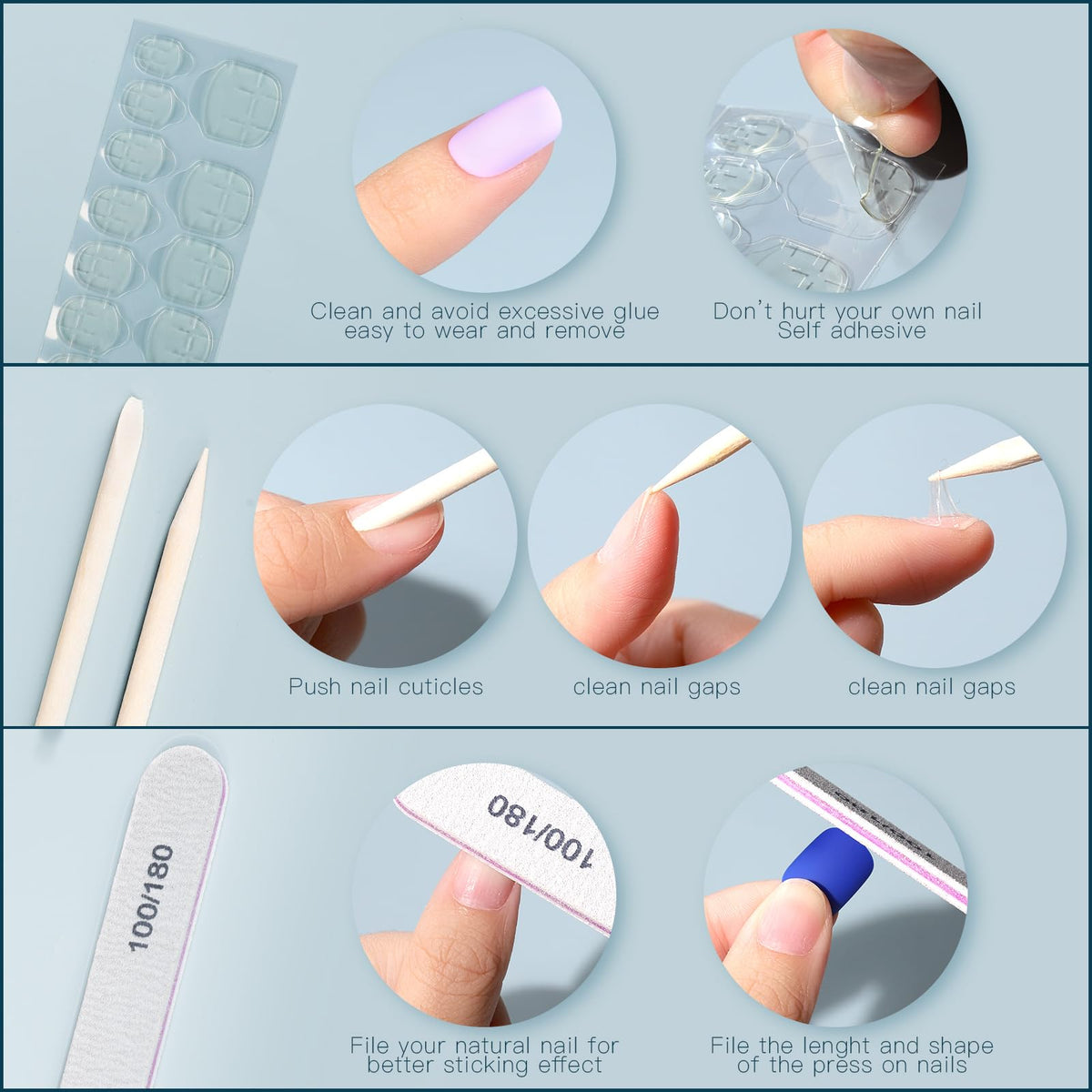 Fandamei Press on Nails short round shape display