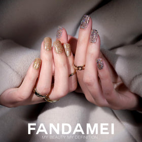 Fandamei Press on Nails with glitter designs