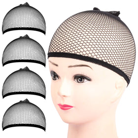 Fandamei Wig Cap 4PCS black mesh net wig caps front view