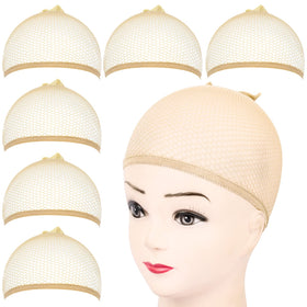 Fandamei Wig Cap 6PCS light brown mesh wig caps front view