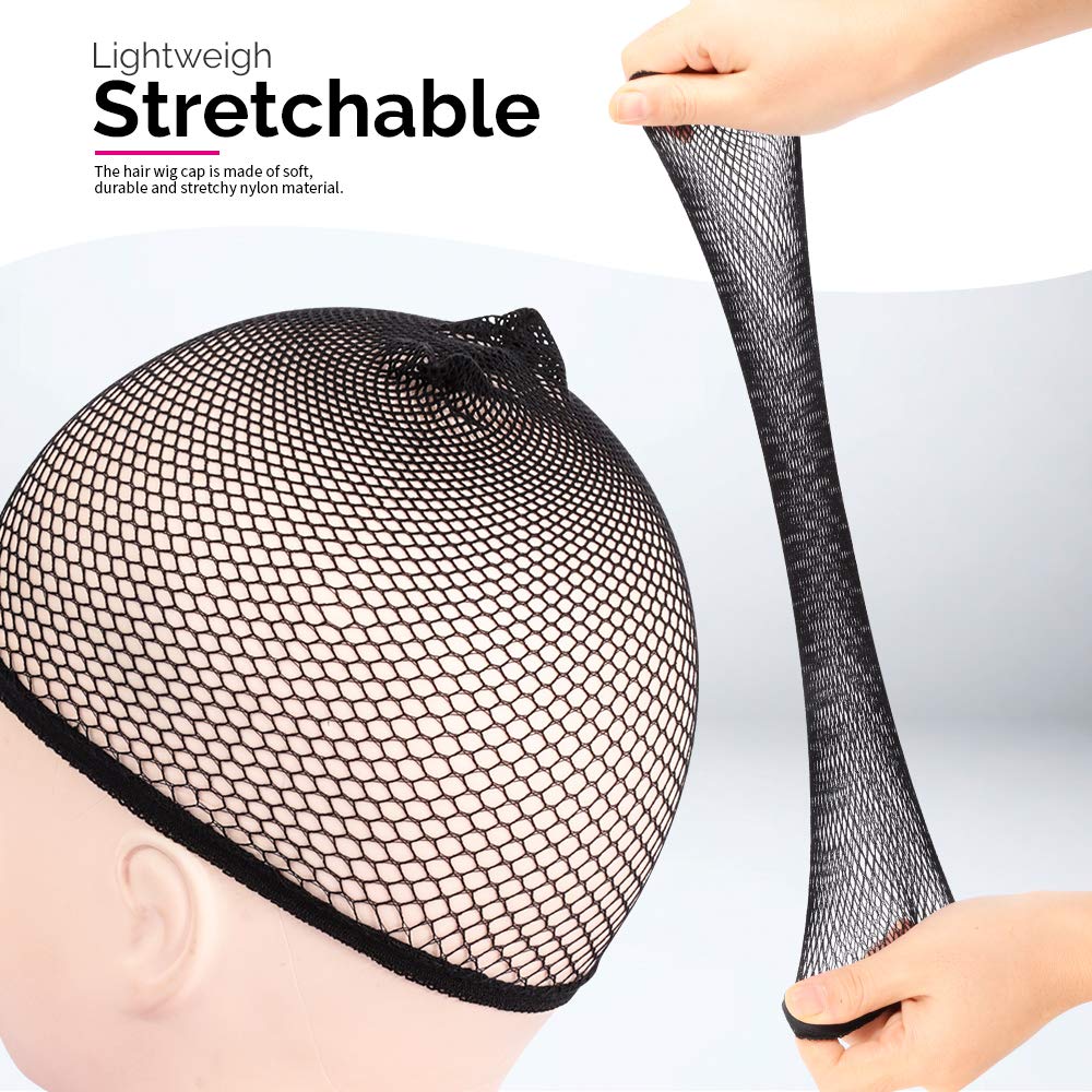 Fandamei Wig Cap black mesh net wig cap close-up