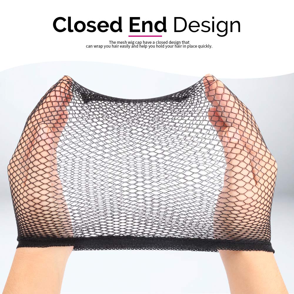 Fandamei Wig Cap black mesh net wig cap on a mannequin
