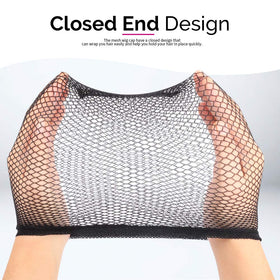 Fandamei Wig Cap black mesh net wig cap on a mannequin