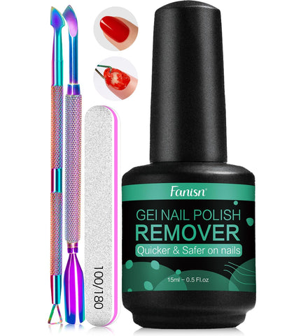Fanisn Gel Nail Polish Remover 2x15ml bottles front view