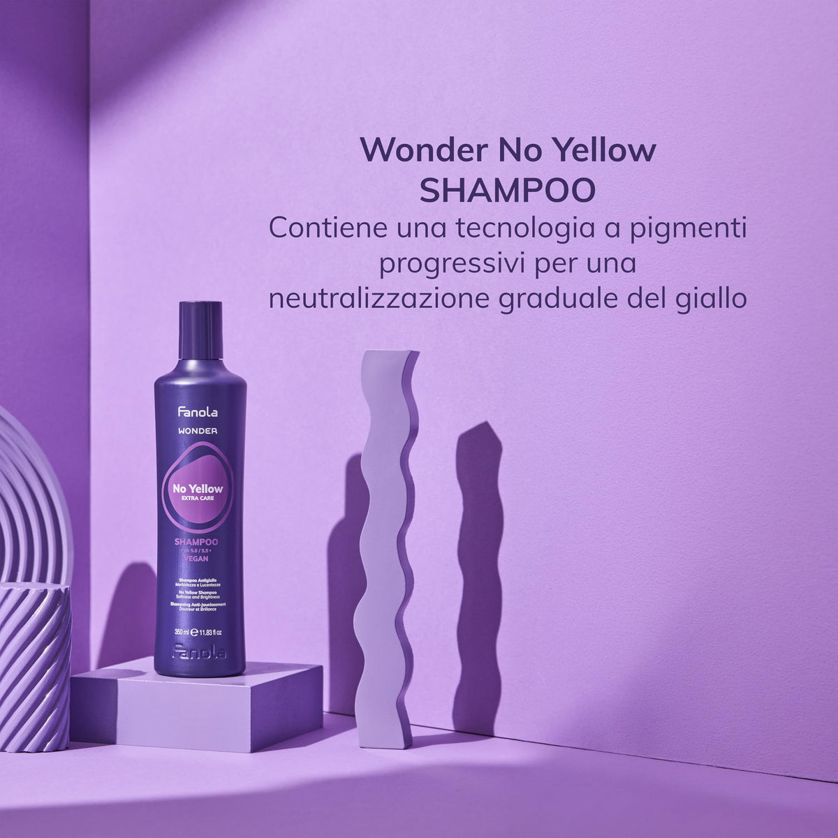Fanola No Yellow Purple Shampoo 11.8 oz with a towel and hairbrush