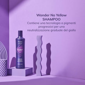 Fanola No Yellow Purple Shampoo 11.8 oz with a towel and hairbrush