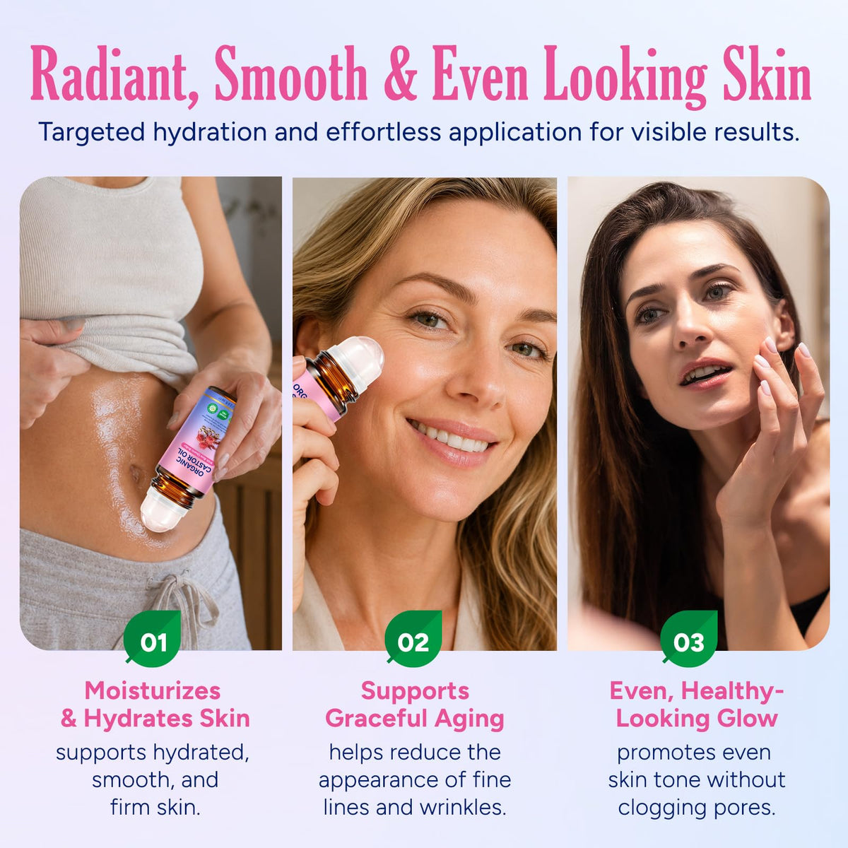 FANSHI Castor Oil Rose Quartz Roller Ball lifestyle scene