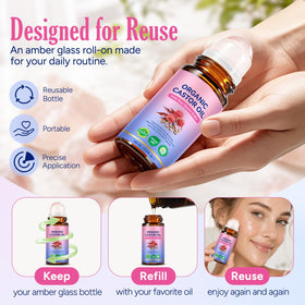 FANSHI Castor Oil Rose Quartz Roller Ball showing texture