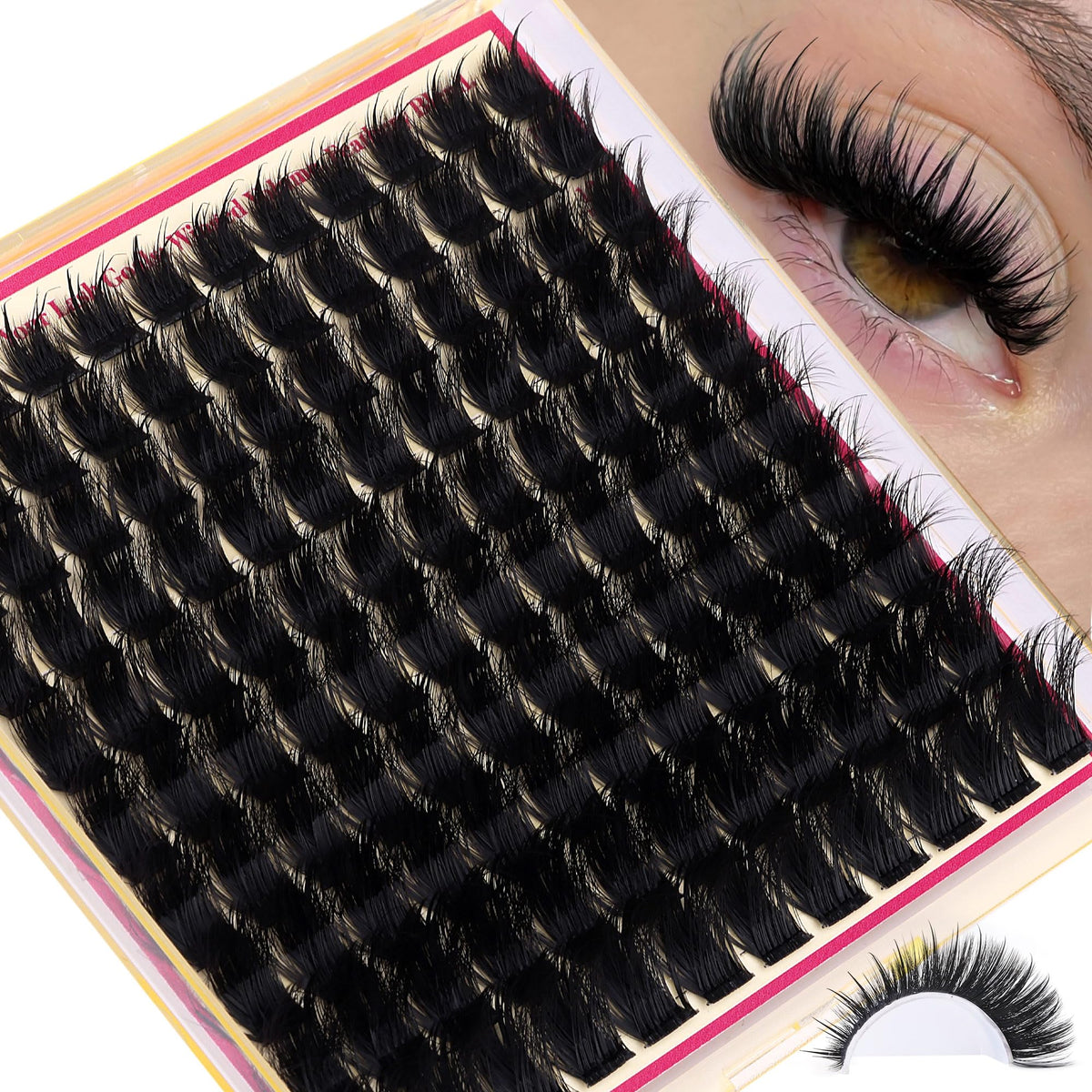 FANXITON 3D Volume Lash Clusters applied on model's eyes